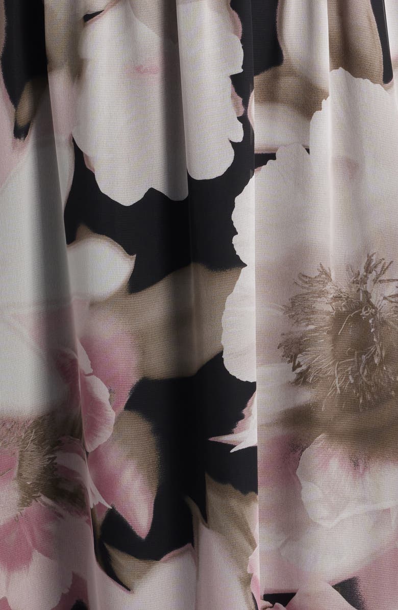 Anne Klein Print Ruffle Midi Dress, Alternate, color, Anne Black/ Grey Multi