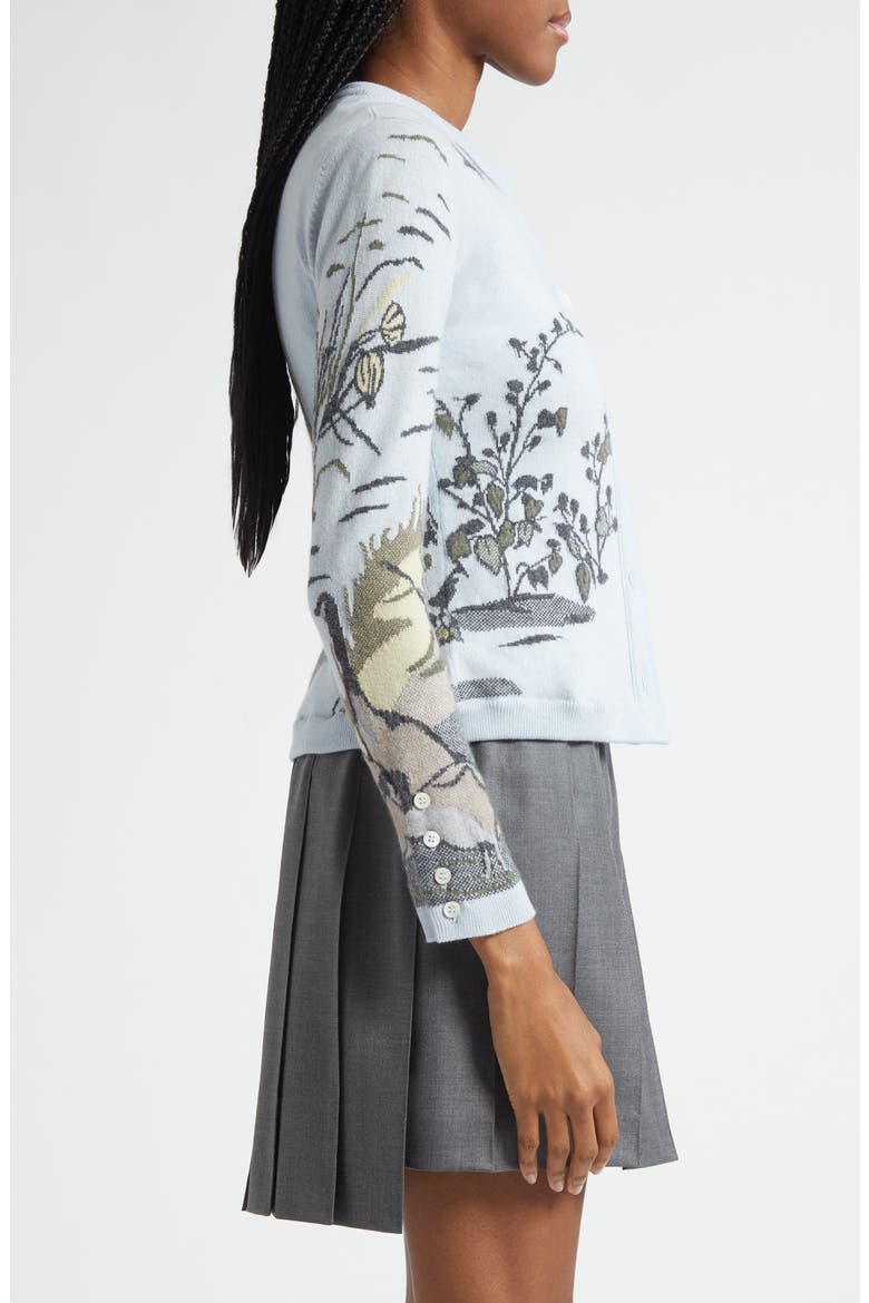 Seasonal Print Cashmere Cardigan, Alternate, color, LIGHT BLU