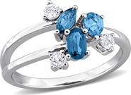 DELMAR Sky Blue Topaz Cluster Ring