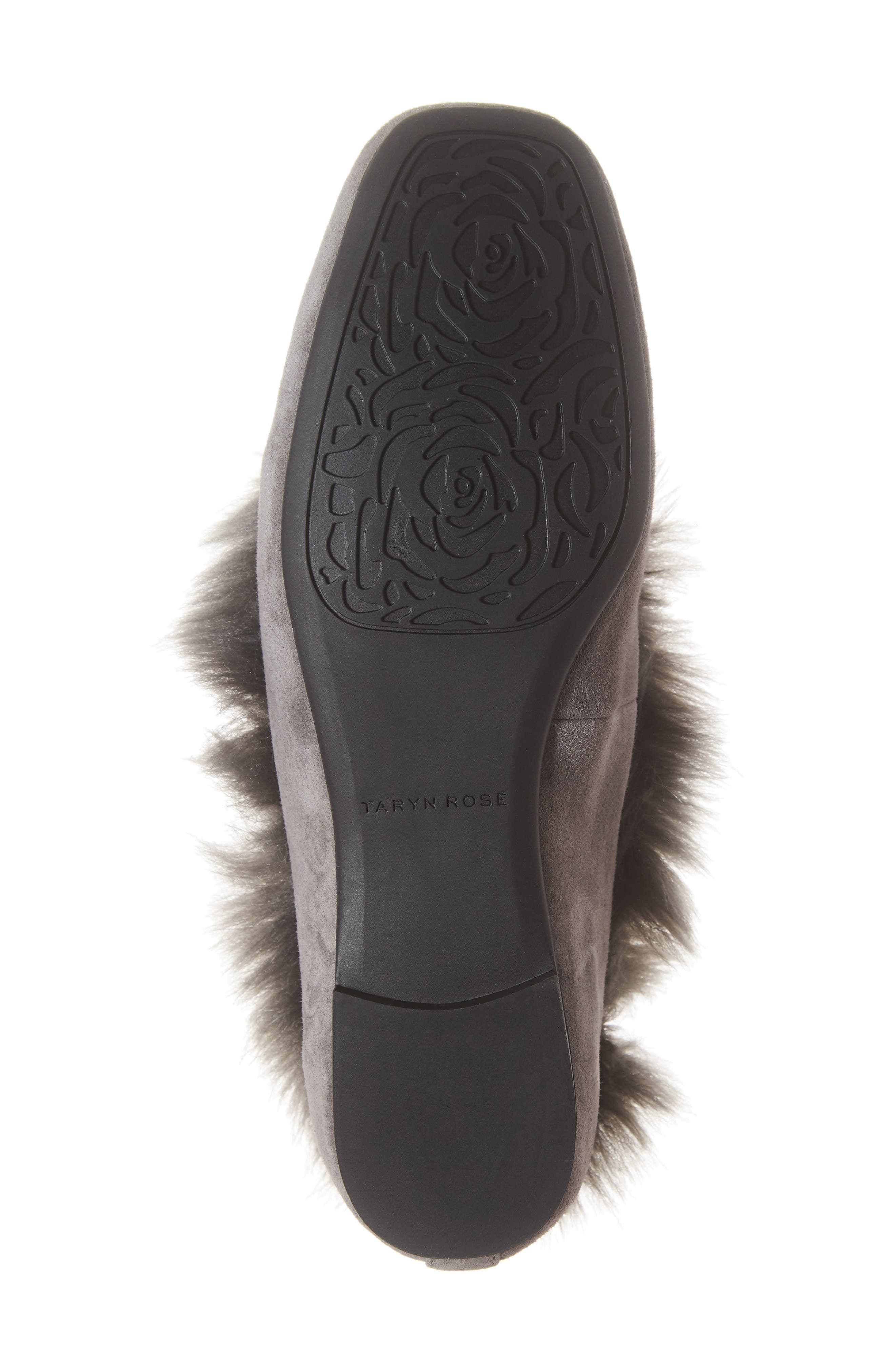Ryanne Water Resistant Faux Fur Flat, Alternate, color, CHARCOAL GREY SUEDE
