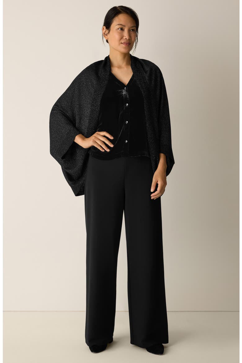 Metallic Merino Wool Blend Wrap, Alternate, color, BLACK
