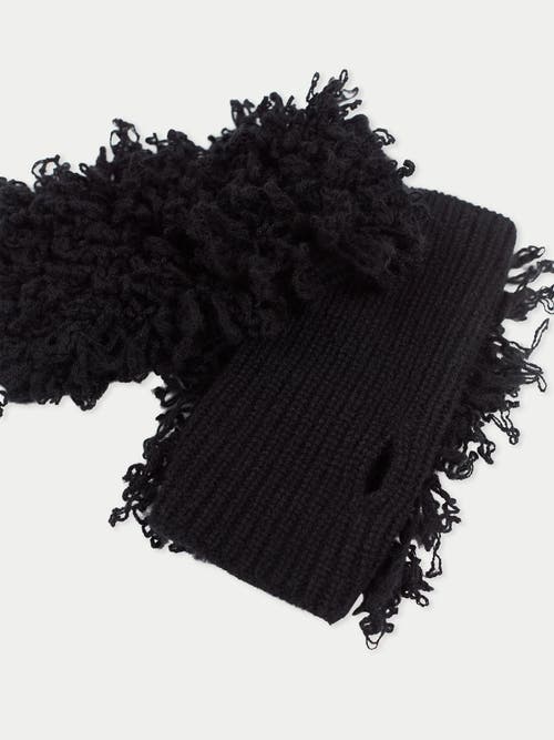 Gobi Mongolian Cashmere Loop-stitch Cashmere Fingerless Gloves In Black