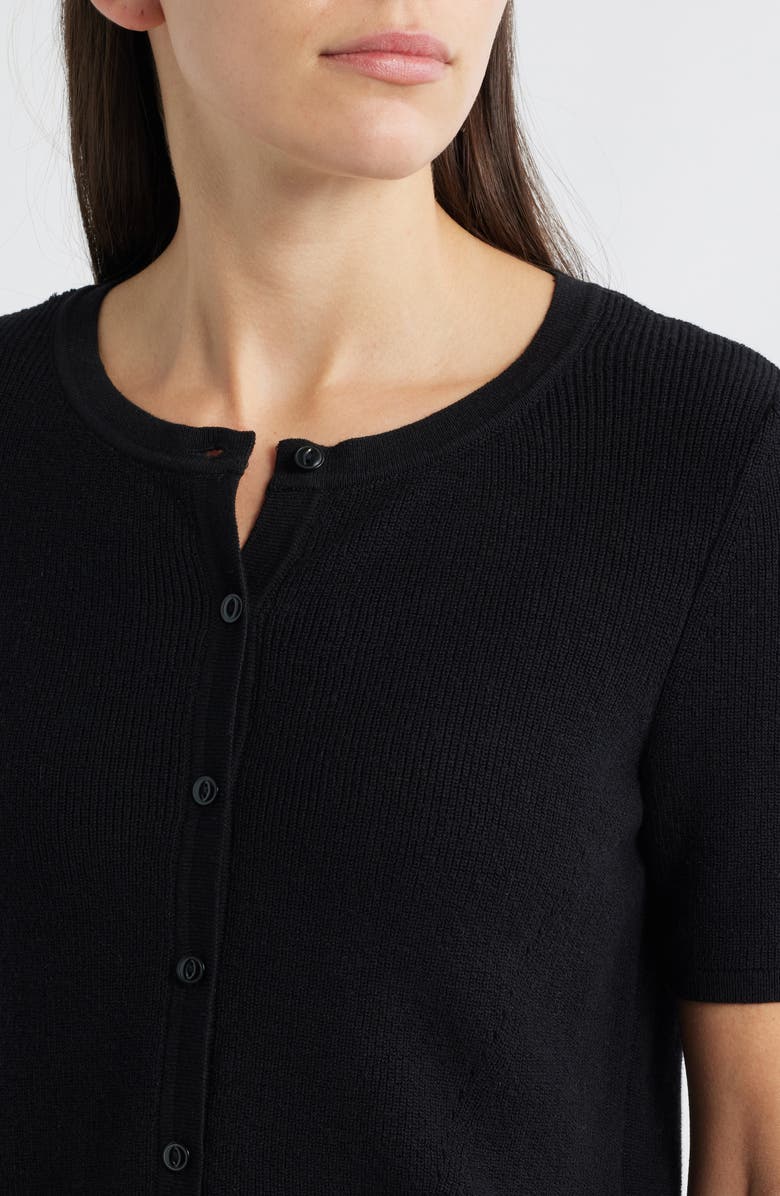 Mavi Jeans Short Sleeve Cotton Blend Cardigan, Alternate, color, Black