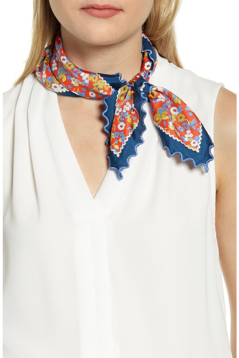 Red Confetti Silk Field Neckerchief, Main, color, POPPY RED