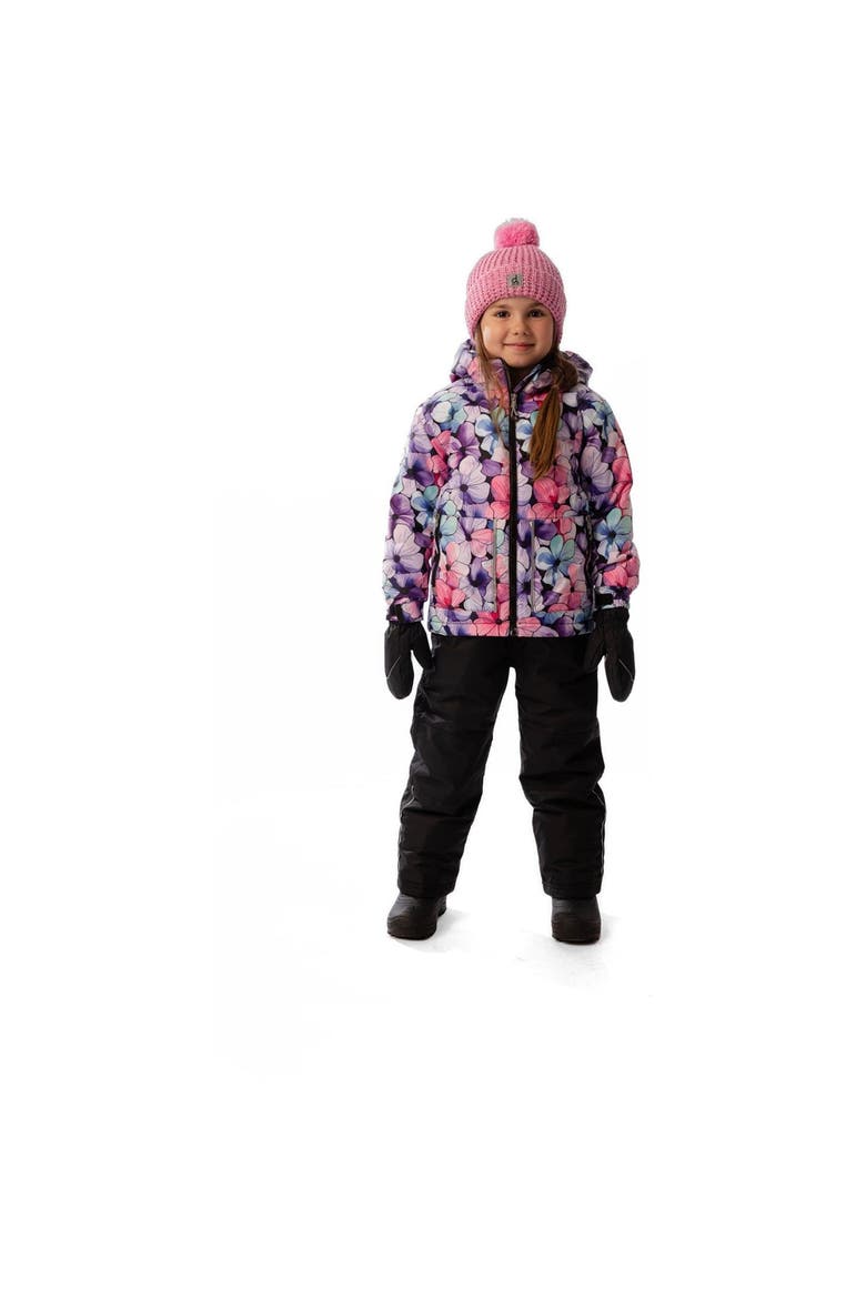 Floral Jacket & Foot Strap Pants Two Piece Snowsuit, Alternate, color, Purple Floral Print
