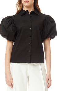 BY DESIGN Abigail Puff Sleeve Button-Up Top