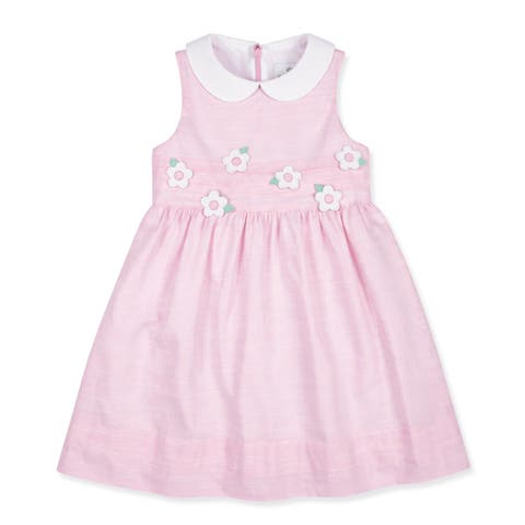 Linen-Look Dress With Flowers (Toddler, Little Kid, Big Kid)