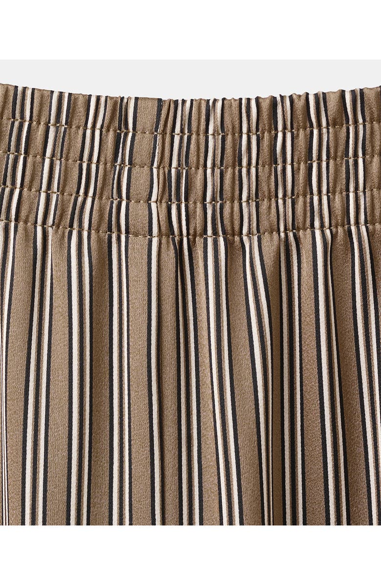 MANGO Stripe Satin Pants, Alternate, color, Medium Brown