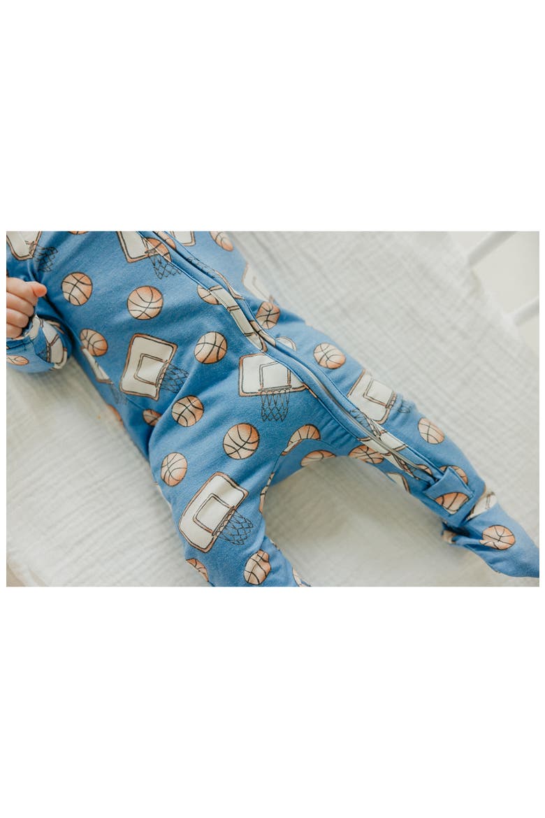 Dunk Fitted One-Piece Pajamas, Alternate, color, BLUE
