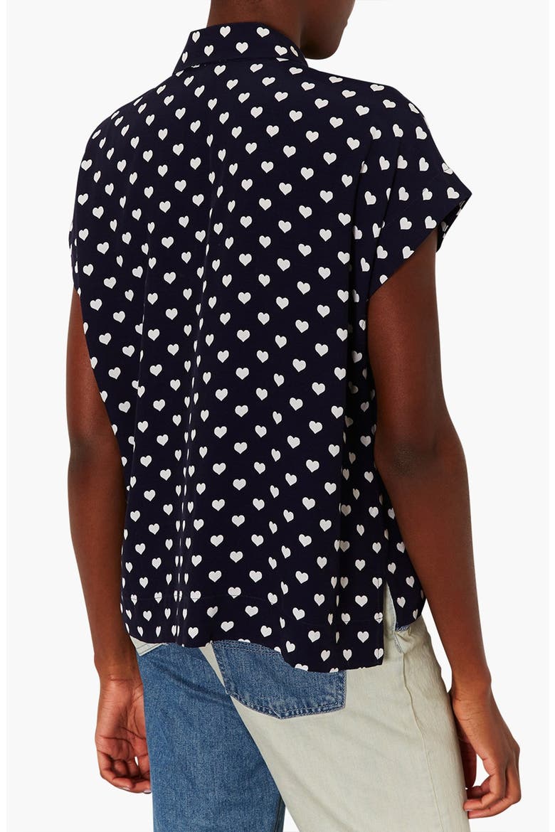 Heart Print Shirt, Alternate, color, NAVY BLUE