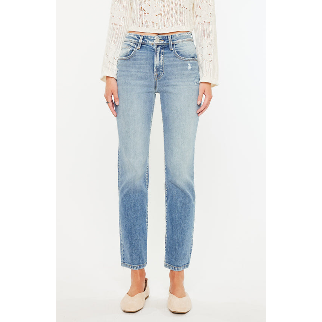 Kancan Premier Ellie Premier High Rise Straight Jeans In Medium Wash