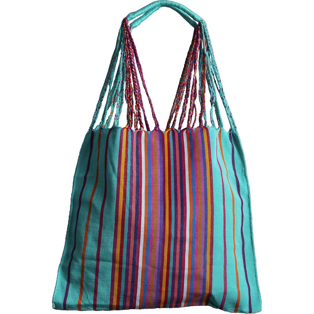 Verve Culture Chiapas Woven Hammock Market Bag in Aqua  product