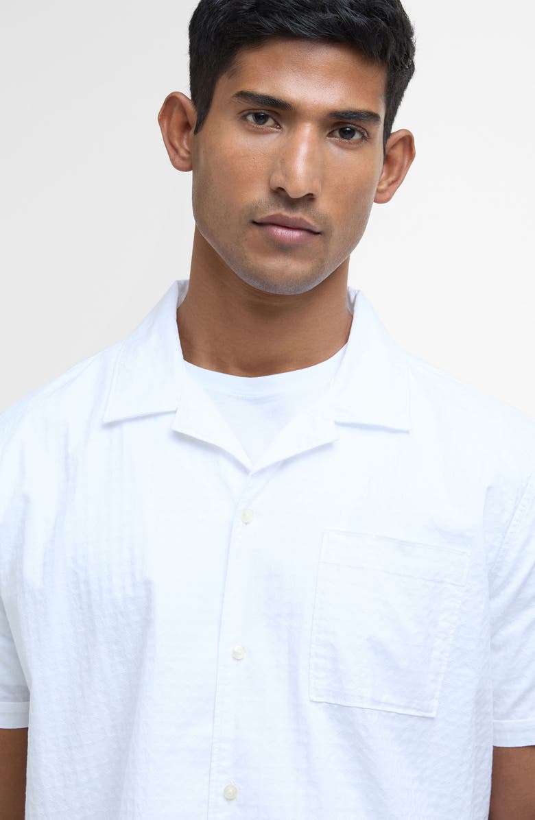 Barbour Irvine Seersucked Stretch Cotton Camp Shirt, Alternate, color, White