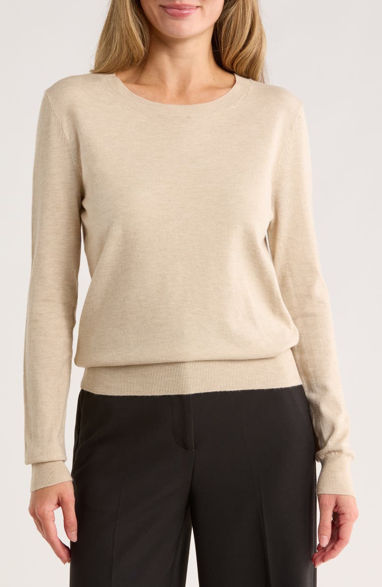 T Tahari Crewneck Sweater, Main, color, Beige