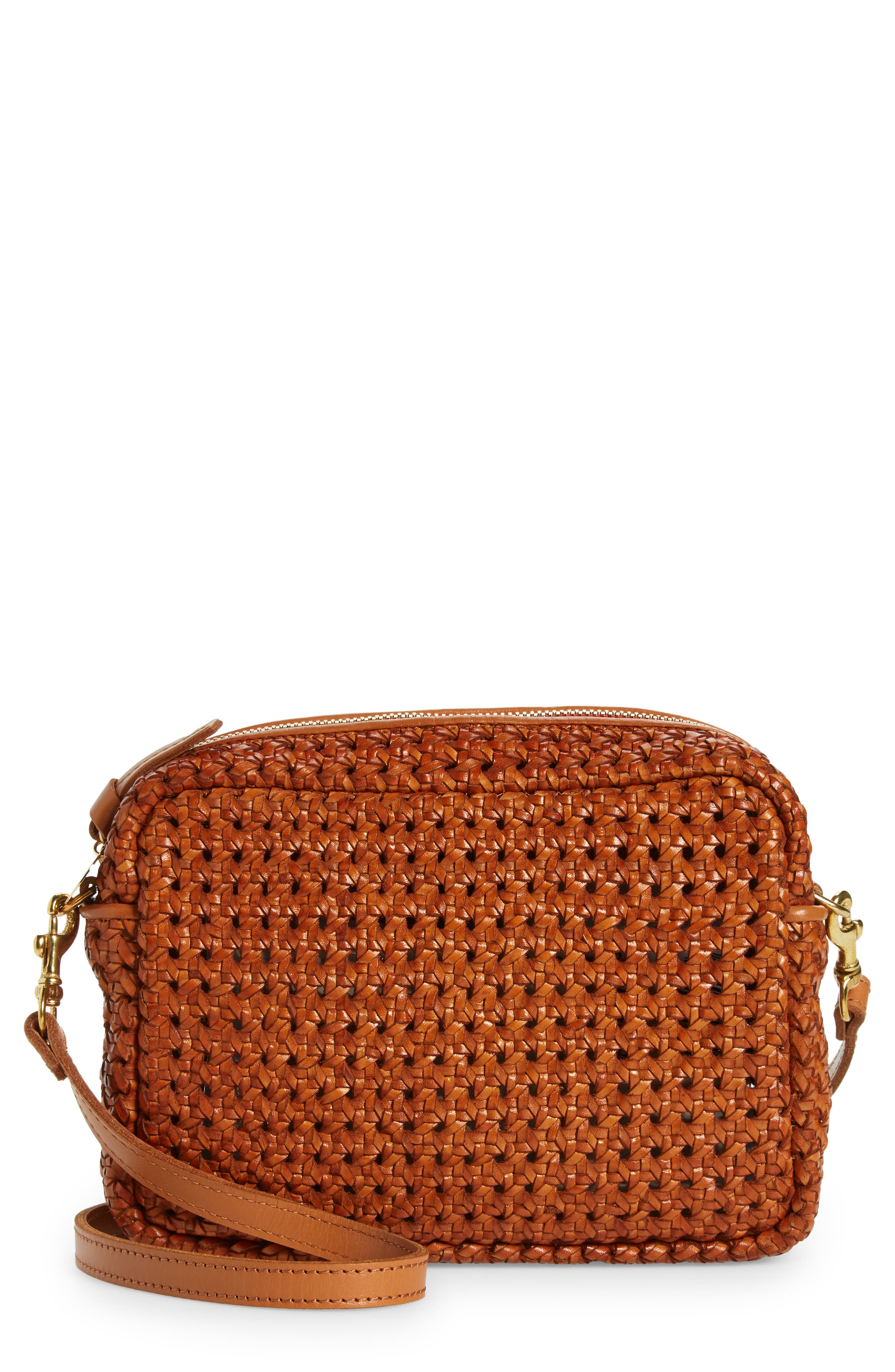 Clare V. Midi Sac Woven Leather Crossbody Bag, Main, color, 