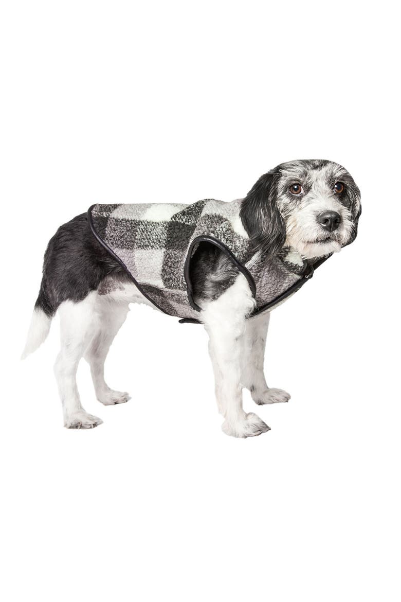 Black Boxer Classical Plaid Insulated Dog Coat, Alternate, color, BLACK GREY AND WHITE PLAID