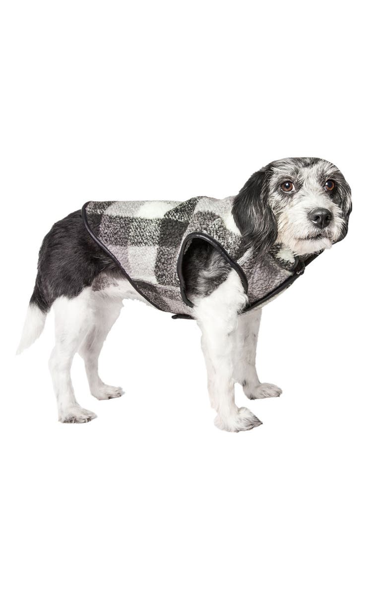 PET LIFE Black Boxer Classical Plaid Insulated Dog Coat, Alternate, color,