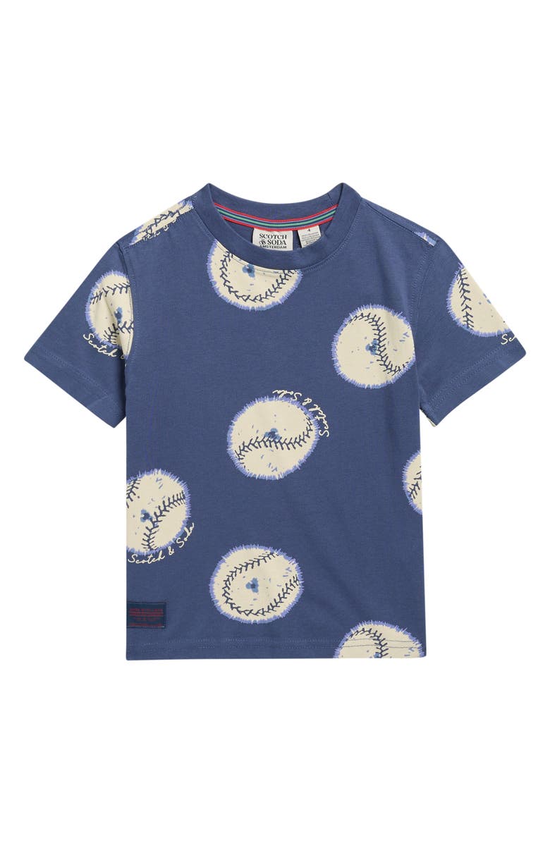 Scotch & Soda Kids' Baseball T-Shirt, Main, color, Dark Obsidian