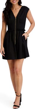 Kensie Cotton Sateen Zip Front Minidress