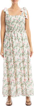 MAX STUDIO Print Tie Strap Maxi Dress