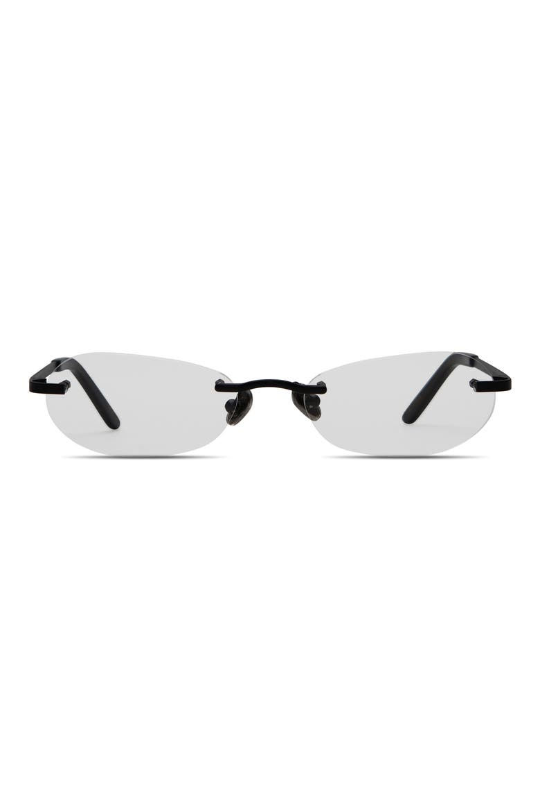 Toby 53mm Rimless Oval Sunglasses, Main, color, GLOSS BLACK