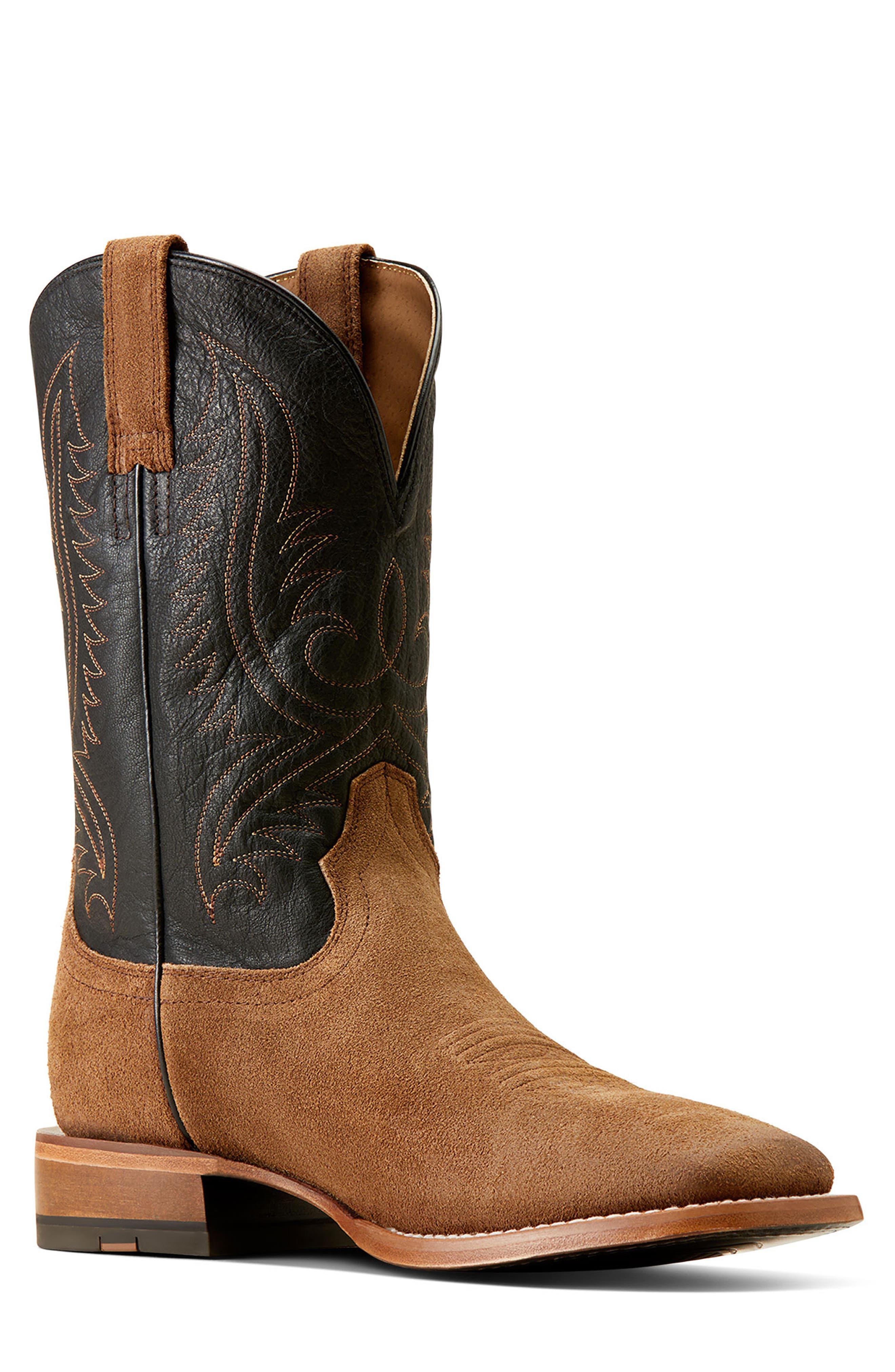 Ariat Circuit Paxton Cowboy Boot, Alternate, color, Ranch Brown Suede/ Bayou Black