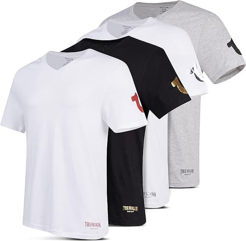 True Religion V-neck Undershirts 4 Pack In Multi