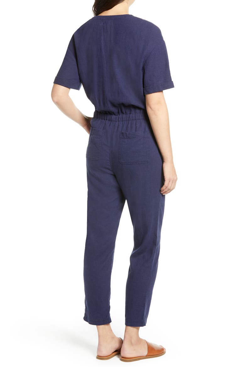 Faux Wrap Jumpsuit, Alternate, color, NAVY PEACOAT