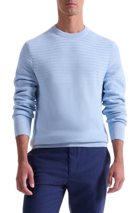 Mixed Stitch Cotton Crewneck Sweater