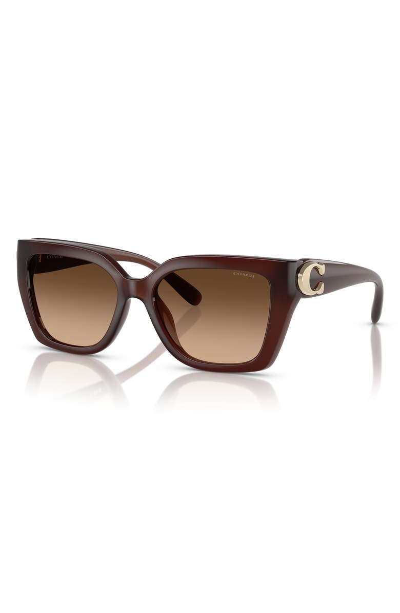 COACH 57mm Gradient Square Sunglasses, Alternate, color, Brown Grad
