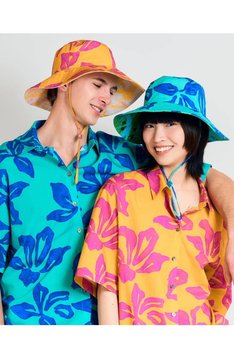 Lost Pattern NYC "Tropical Bliss" Oversized Hawaii Shirt, Alternate, color, Ocean Blue