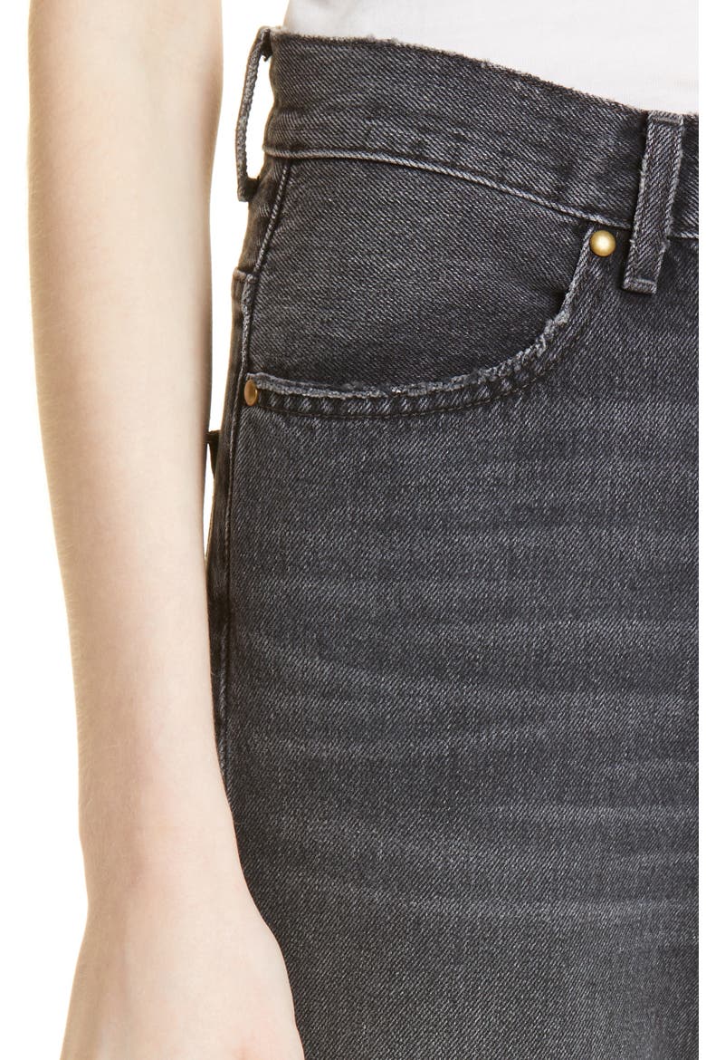The Great The Kick Bell Raw Hem Crop Nonstretch Jeans, Alternate, color, ONYX WASH