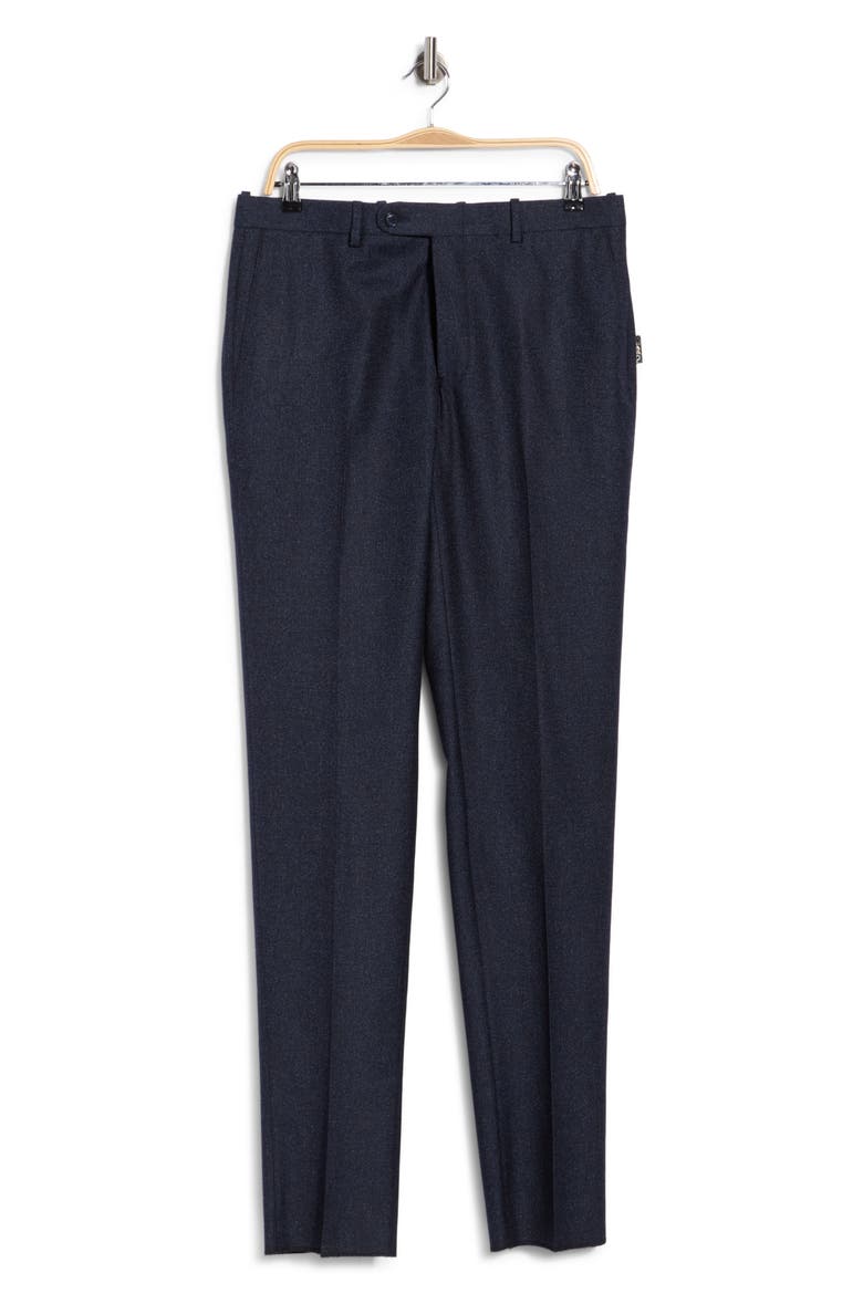 Harker Wool & Cotton Flat Front Trousers, Main, color, BLUE