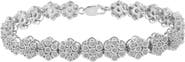 Haus of Brilliance Silver 2.0 cttw Diamond 7 Stone Floral Cluster Link Bracelet