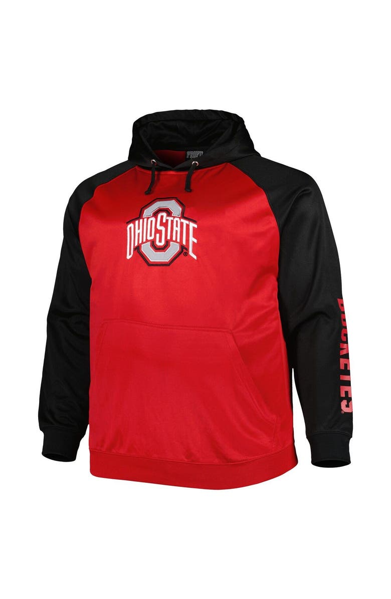 PROFILE Men's Scarlet Ohio State Buckeyes Big & Tall Raglan Fleece Pullover Hoodie, Alternate, color, 