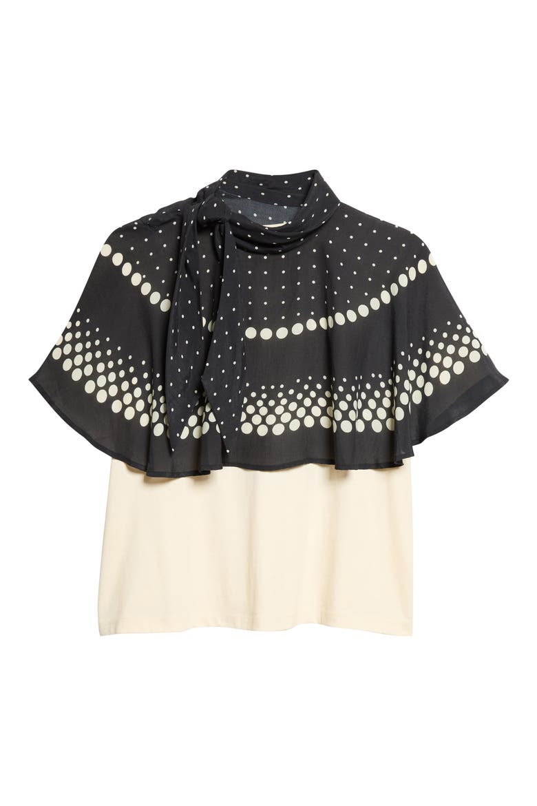 Elly Polka Print Cape T-Shirt, Alternate, color, BLACK MULTI