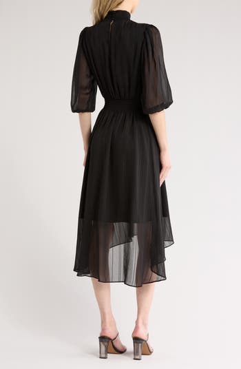 Nanette Lepore Stripe Balloon Sleeve High-Low Dress