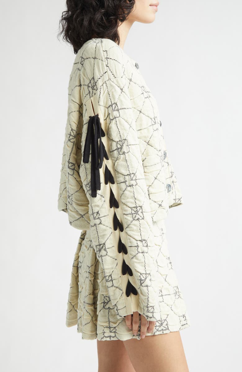 YanYan June Boxy Jacquard Cardigan, Alternate, color, Ivory