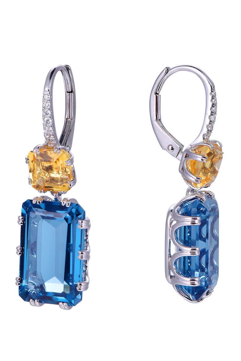 London Blue Topaz & Citrine Earrings with Diamonds, Alternate, color, London Blue & Citrine Orange