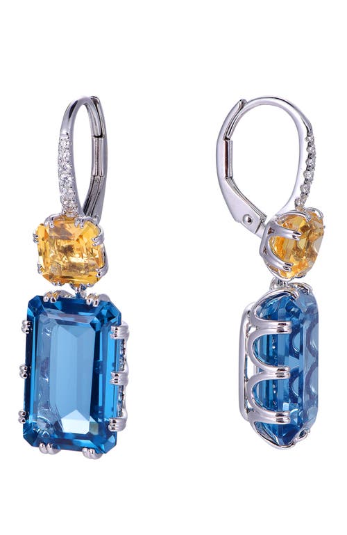 Kahn High Jewelry London Blue Topaz & Citrine Earrings With Diamonds In London Blue & Citrine Orange