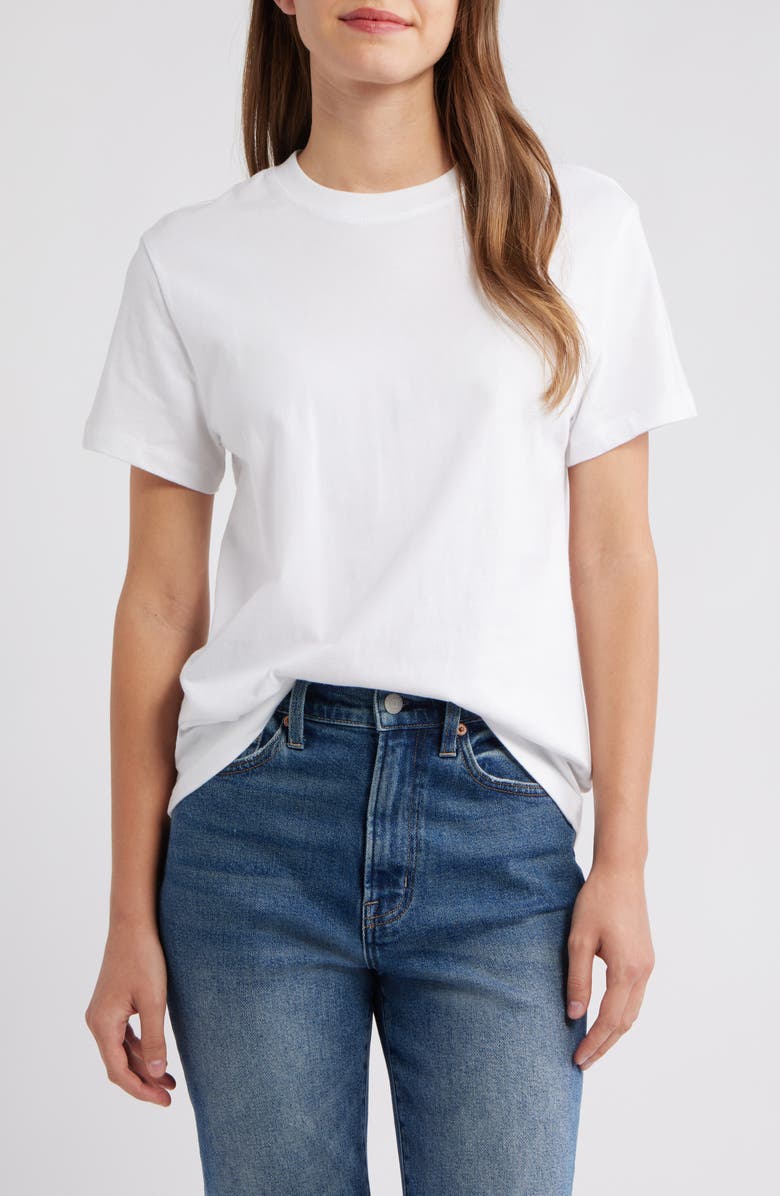 Mavi Jeans Crewneck Cotton T-Shirt, Main, color, White