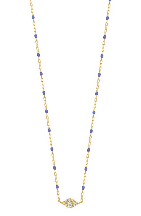 Icon 18K Yellow Gold Pavé Diamond Evil Eye Pendant Necklace