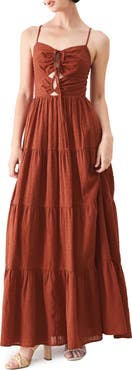 FREEMARKET Solid Cotton Maxi Dress