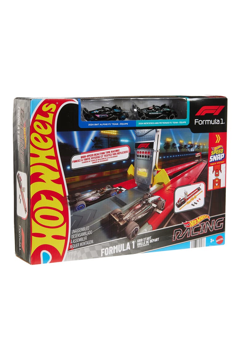 Racing Formula 1 Grid Start Track Set & 2 Die-Cast F1 Cars in 1:64 Scale, Main, color, BLACK MULTI