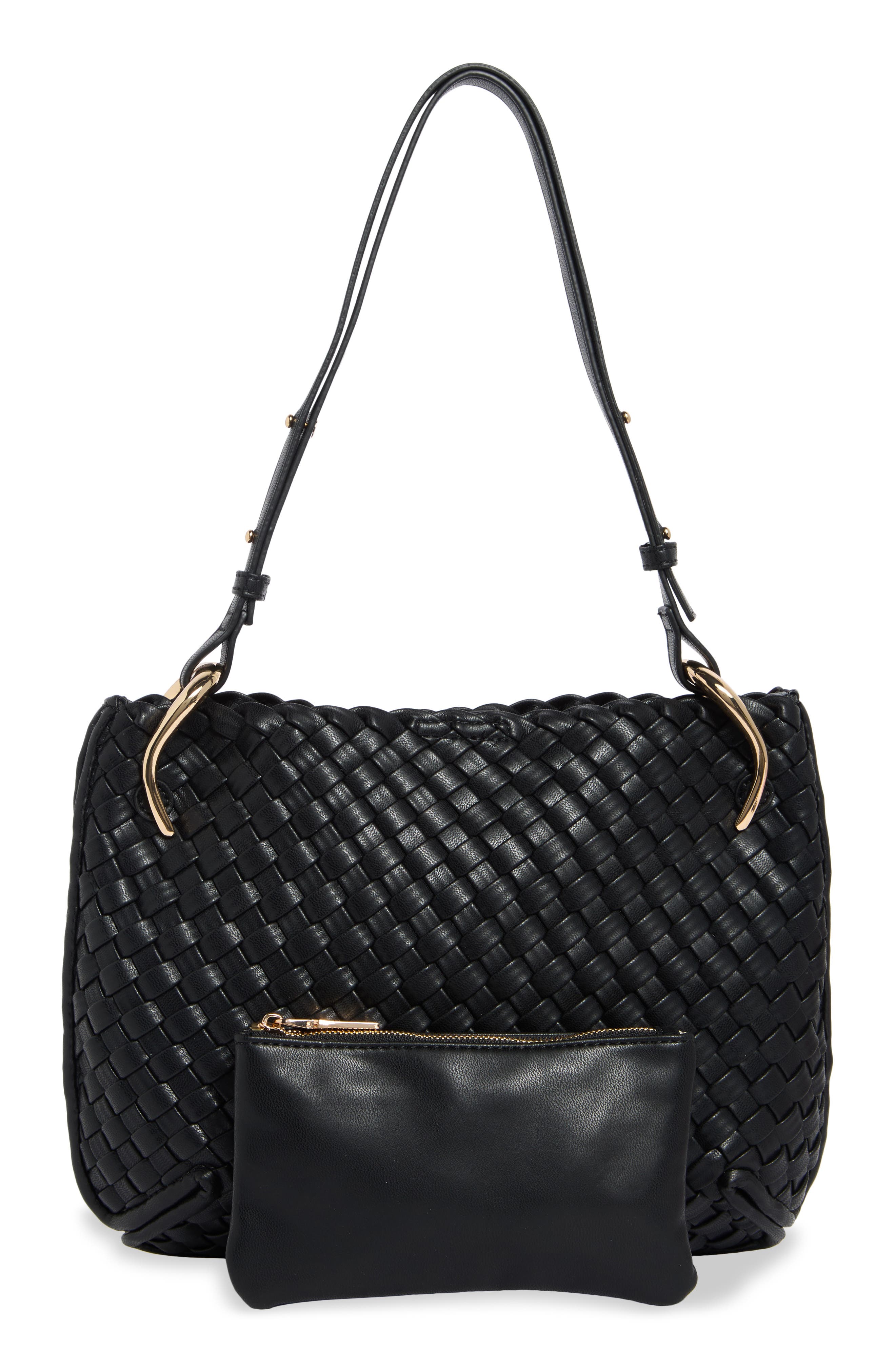 URBAN EXPRESSIONS HANDBAGS Woven Hobo Shoulder Bag, Alternate, color, Black