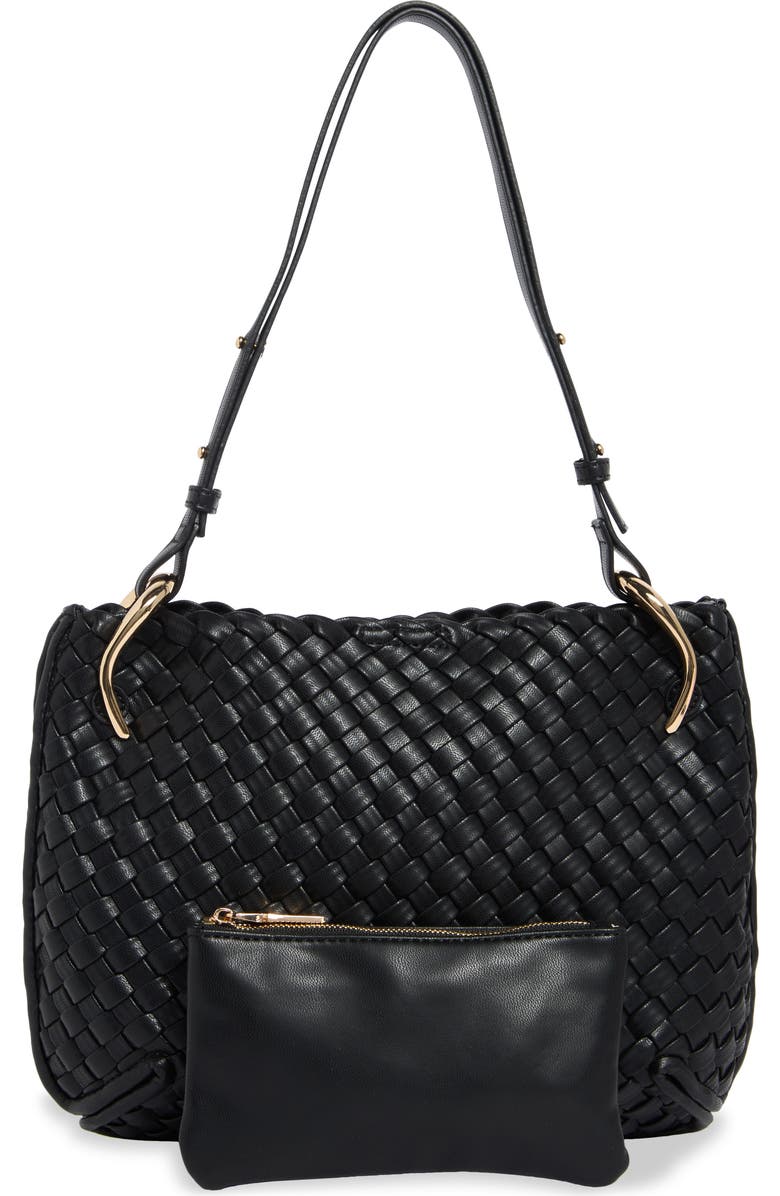 URBAN EXPRESSIONS HANDBAGS Woven Hobo Shoulder Bag, Alternate, color, Black
