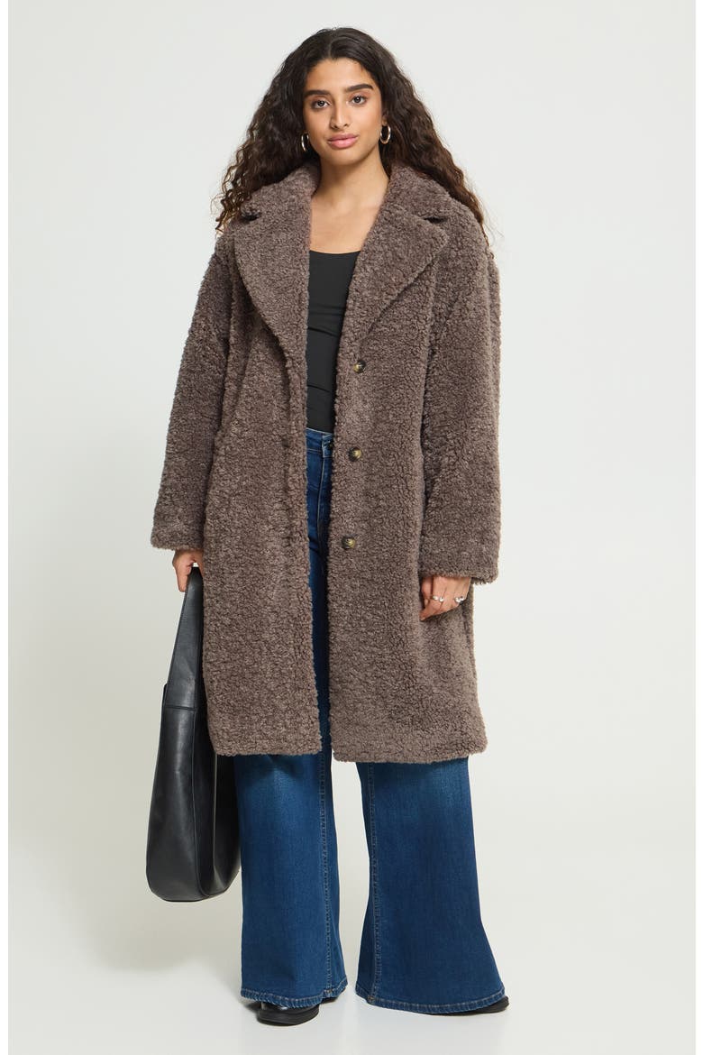 Faux Fur Coat, Alternate, color, FALCON