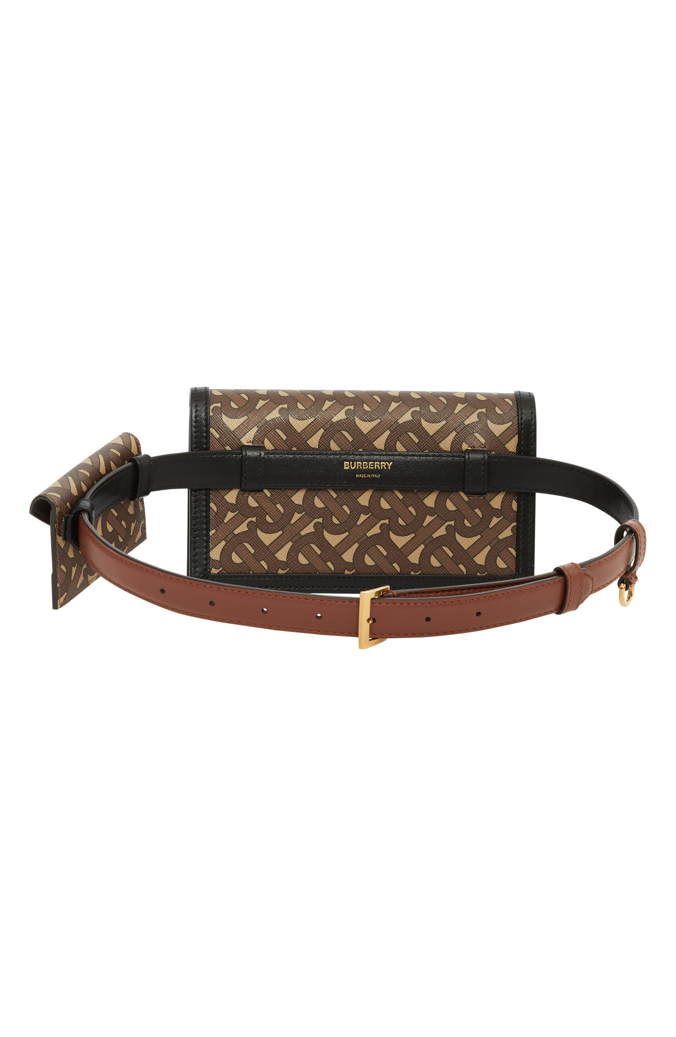 TB Monogram Wallet & Card Case Canvas Belt Bag, Alternate, color, BRIDLE BROWN
