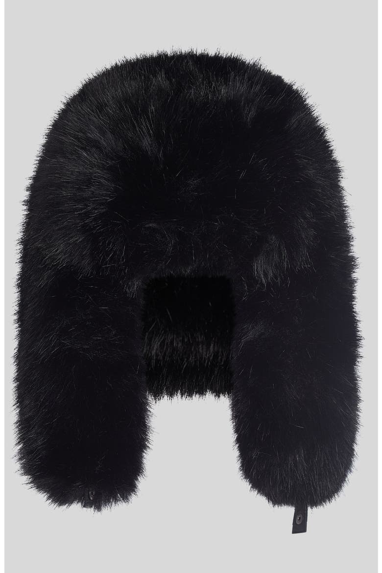 The Snow Bunny Faux Fur Trapper Hat, Main, color, Black