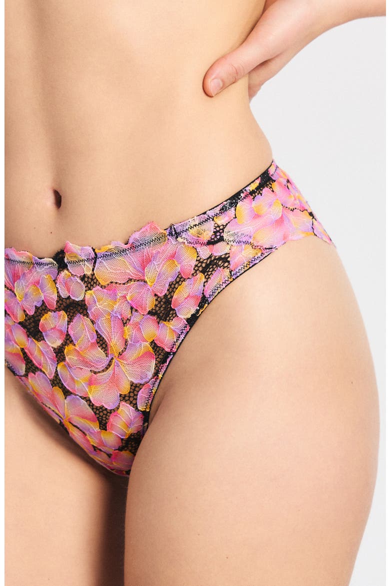 Sun Tide Floral Lace Cheeky Briefs, Alternate, color, BLACK CAVIAR